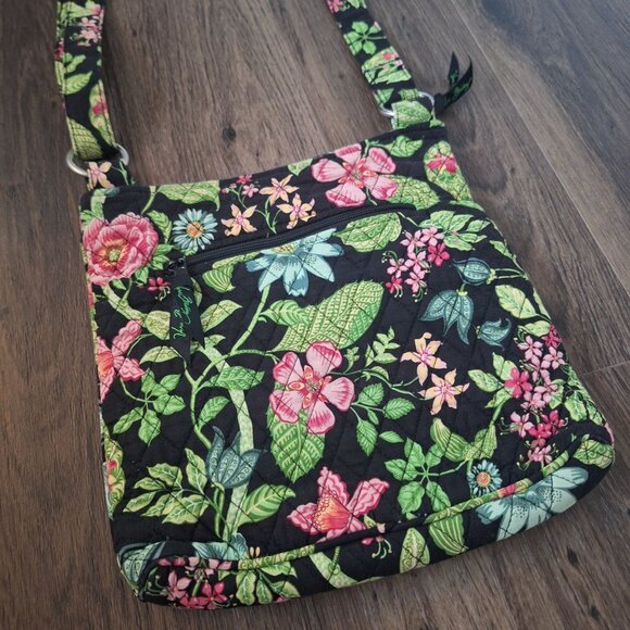 💙 Vera Bradley Hipster Botanical Crossbody Bag Y2K Quilted Cotton Vibrant - Picture 8 of 8